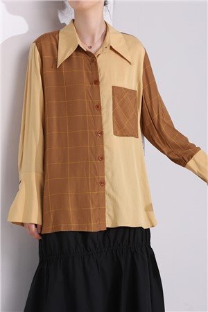 Дамска блуза с дълъг ръкав кръпка